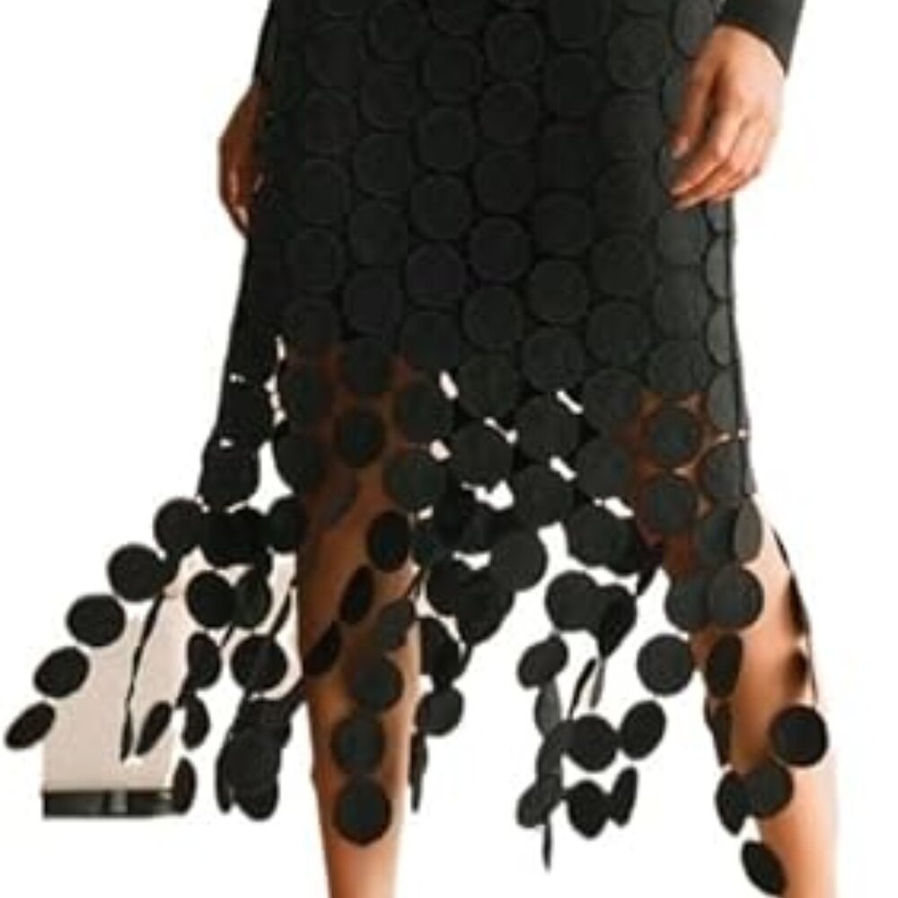 BK141 Black Polka Dot Flapper Style Skirt
